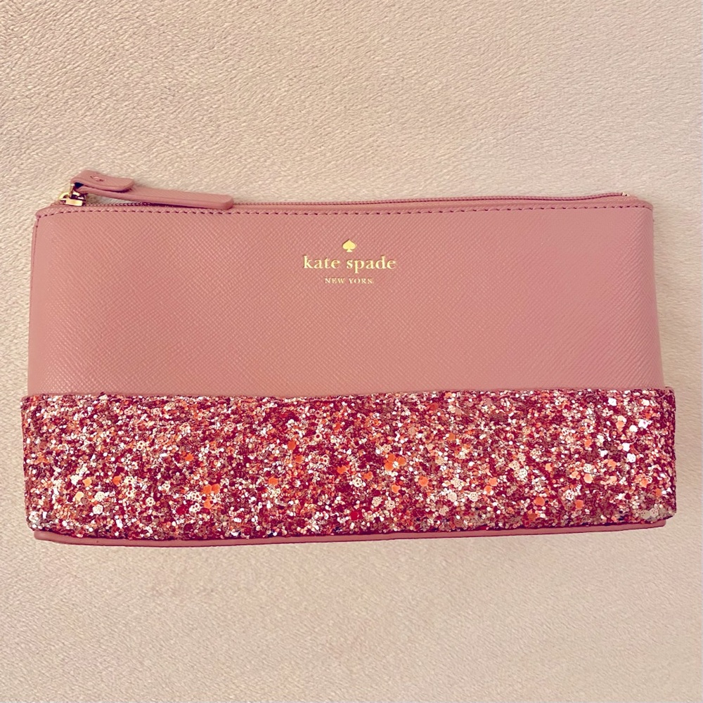 Kate Spade Pink Sparkly Cosmetic Case